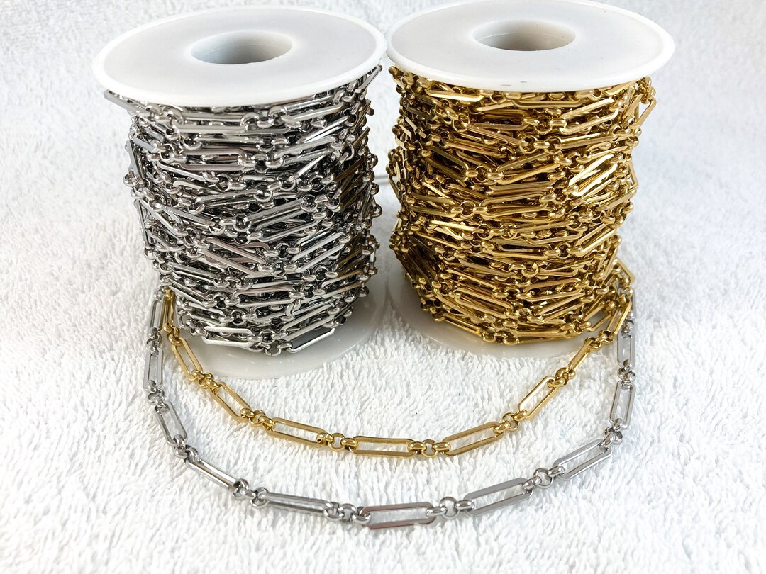 Paper Clip Chain With Rolo Cable Chain, 4mm Flat and Skinny Oval Link ...