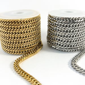 5mm Curb Cuban Link Chain, 304 PVD Stainless Steel, Necklace, Bracelet, Anklet, Jewelry Supplies