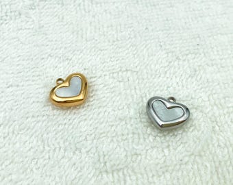 Gold Plated Heart Charms: Stainless Steel Puffy Shell Pendant