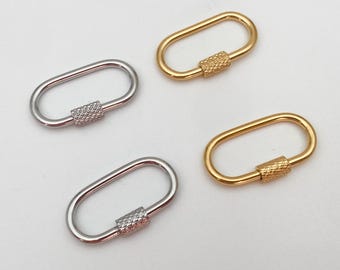 Stainless Steel Screw Clasps: PVD Oval Carabiner Connectors Jewelry Making Supplies