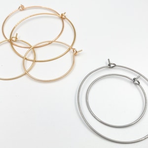 Stainless Steel Earring Hoops: Gold Plated Brass, Jewelry Supplies (25mm 35mm)