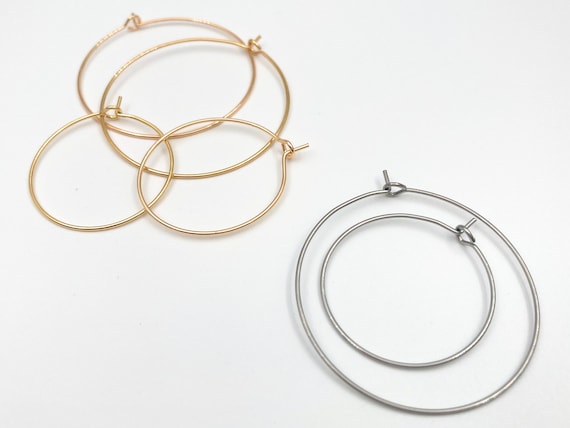 Stainless Steel Earring Hoops: Gold Plated Brass, Jewelry Supplies (25mm 35mm)