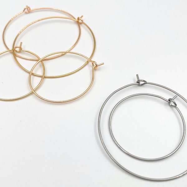 25mm 35mm earring hoops, hypoallergenic 316L stainless steel, gold plated brass, earrings findings, jewelry supplies