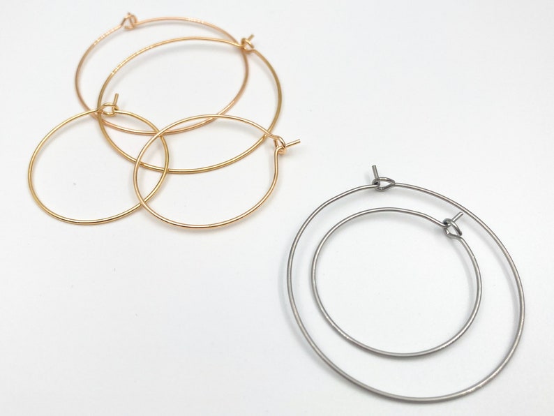 Stainless Steel Earring Hoops: Gold Plated Brass, Jewelry Supplies (25mm 35mm) immagine 1