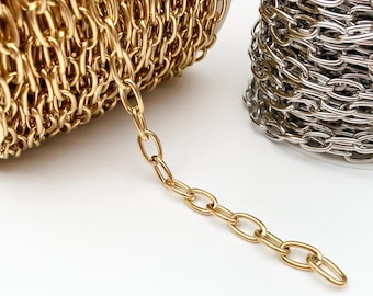 8mm*14mm Chunky Oval Link Chain, Anti-tarnish PVD Stainless Steel Jewelry Supplies