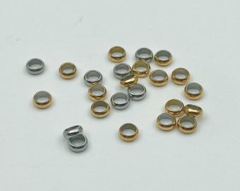 18K PVD Stainless Steel Crimp Beads: Jewelry Findings (1.5mm-3mm)
