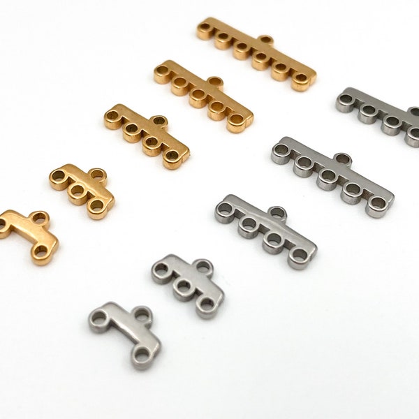 Stainless steel multi strand clasps, multi strand ends, necklace separator, necklace findings, jewelry supplies