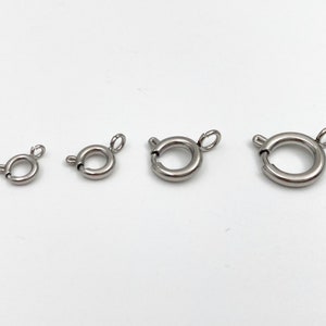 Stainless steel spring ring clasps, 5mm 6mm 8mm 10mm clasps for necklace and bracelet making, 18k gold plated, jewelry and crafting supplies image 3