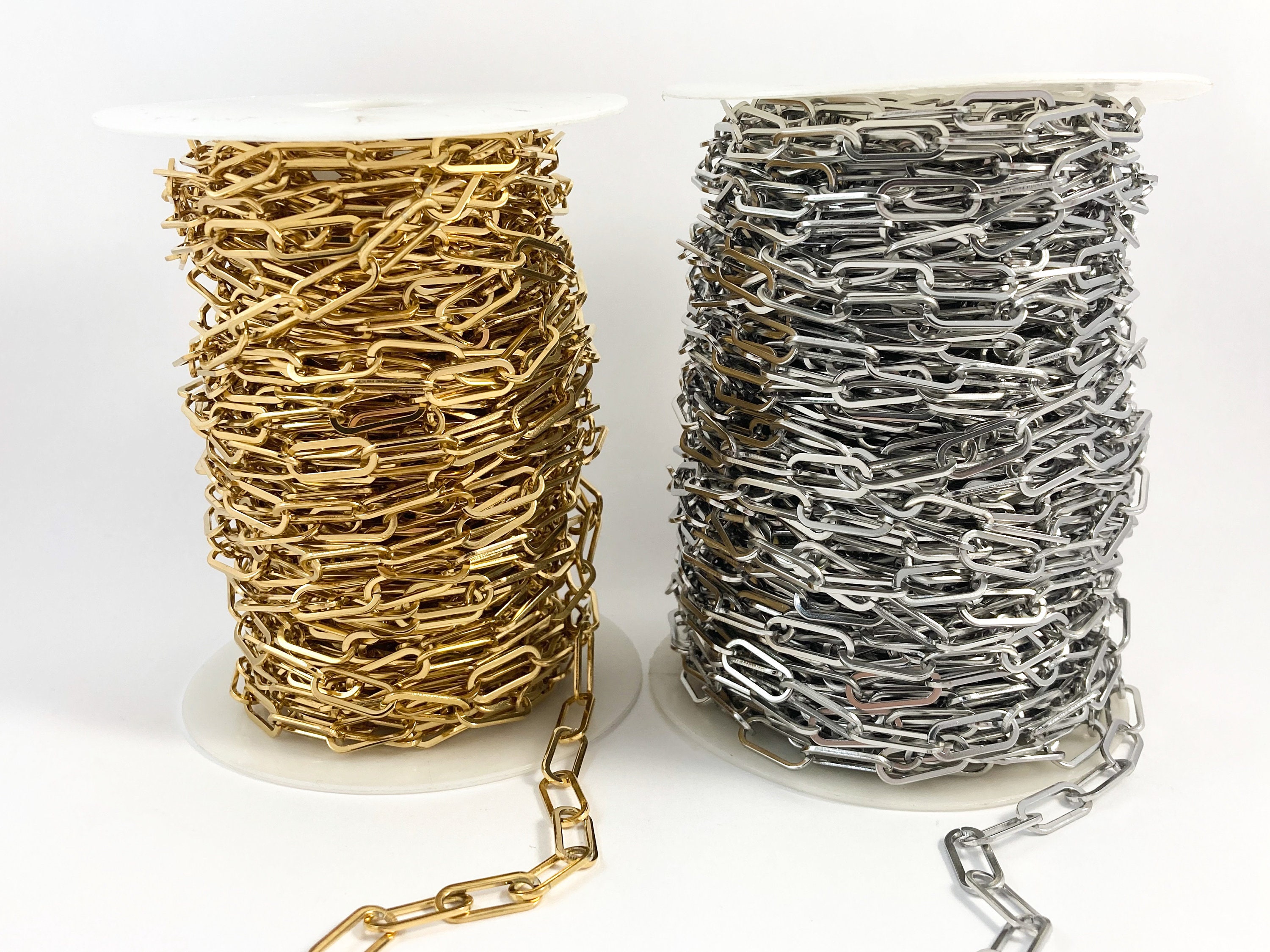 Chunky Paper Clip Chain: Stainless Steel Oval Links, Jewelry Supplies ...