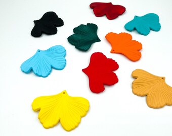 Ginkgo leaf charm acrylic, colorful resin flower charms, earring findings, crafting supplies