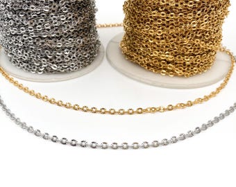 Textured Stainless Steel Cable Chain: Necklace & Bracelet Jewelry Supplies