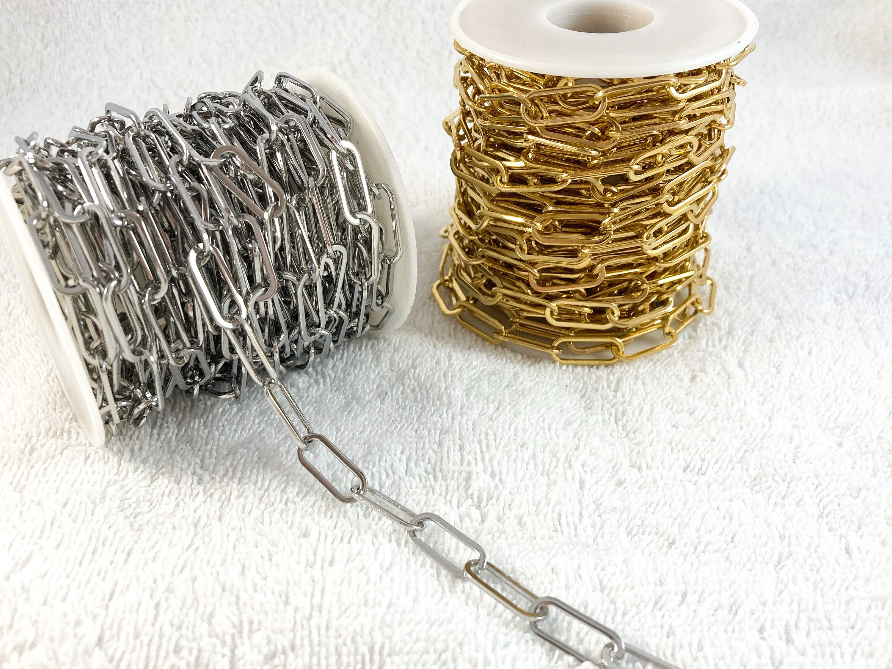 Chunky Paper Clip Chain: Stainless Steel Oval Links, Jewelry Supplies ...