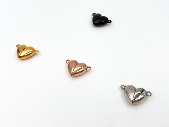 Heart Magnet Clasps: PVD Stainless Steel Anti-tarnish Necklace Connectors (8mm 12mm)