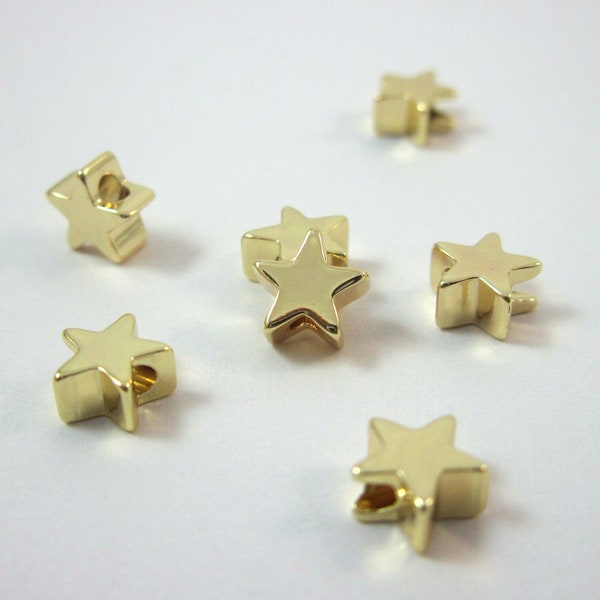 6mm 8mm real 24k gold plated star beads, spacer beads, block beads, jewelry supplies