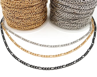 3mm Figaro Link Chain: PVD 304 Stainless Steel Jewelry Supplies