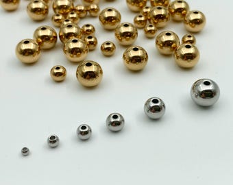 Stainless Steel Round Spacer Beads: PVD Anti-Tarnish Jewelry Findings (2mm-8mm)