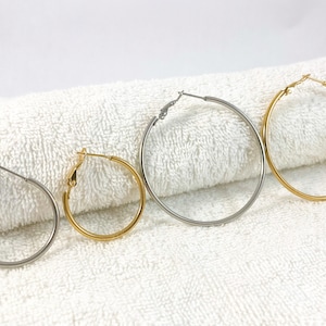 30mm 50mm PVD Stainless Steel Earring Hoops, Hypoallergenic 316L Hoop Earrings, Jewelry Supplies