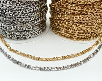 4.5mm Stainless Steel Figaro Chain: Non-Tarnish PVD Jewelry Supply