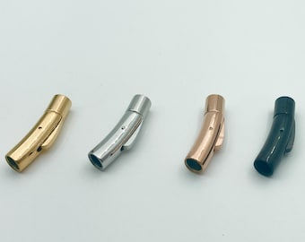 Stainless Steel Bayonet and Tube Clasps, 3mm 4mm 5mm 6mm Pushed Buckle Clasps For Leather and Braided Bracelets, Jewelry Supplies
