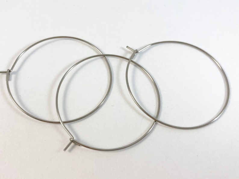 Stainless Steel Earring Hoops: Gold Plated Brass, Jewelry Supplies (25mm 35mm) silver