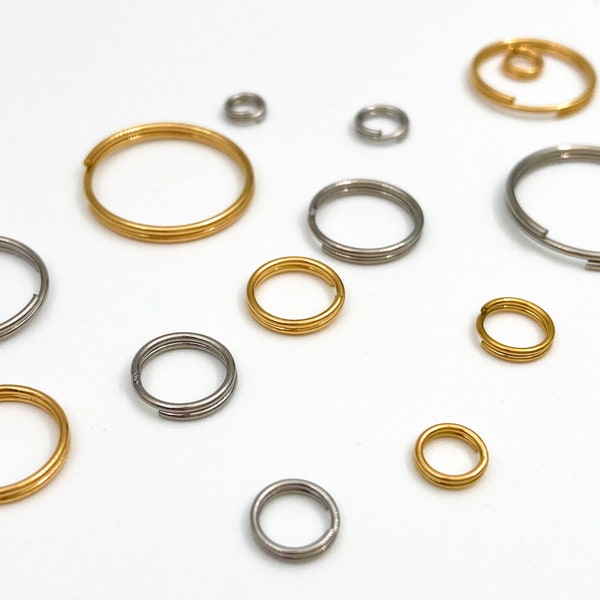 Stainless steel split rings in 4mm-15mm, 18k gold plated stainless steel rings, crafting supply, jewelry findings