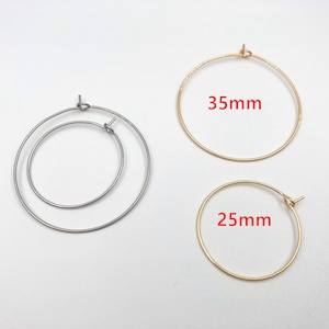Stainless Steel Earring Hoops: Gold Plated Brass, Jewelry Supplies (25mm 35mm) immagine 2