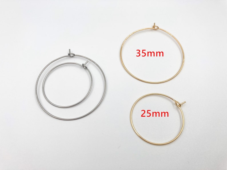 Stainless Steel Earring Hoops: Gold Plated Brass, Jewelry Supplies (25mm 35mm) immagine 2