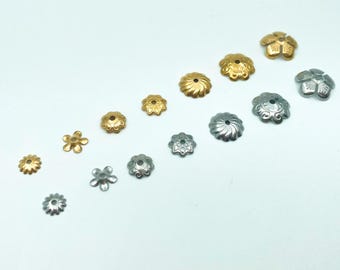 Floral Stainless Steel Bead Caps: Jewelry Making Findings