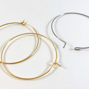 Stainless Steel Earring Hoops: Gold Plated Brass, Jewelry Supplies (25mm 35mm) immagine 3