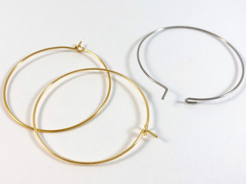 Stainless Steel Earring Hoops: Gold Plated Brass, Jewelry Supplies (25mm 35mm) immagine 3