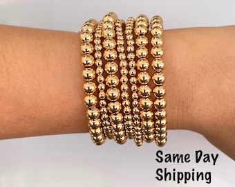 Big Sale!!! 18k Gold Dipped Beaded Bracelet Multiple Set Options, Stackable and Stretchable Bracelet