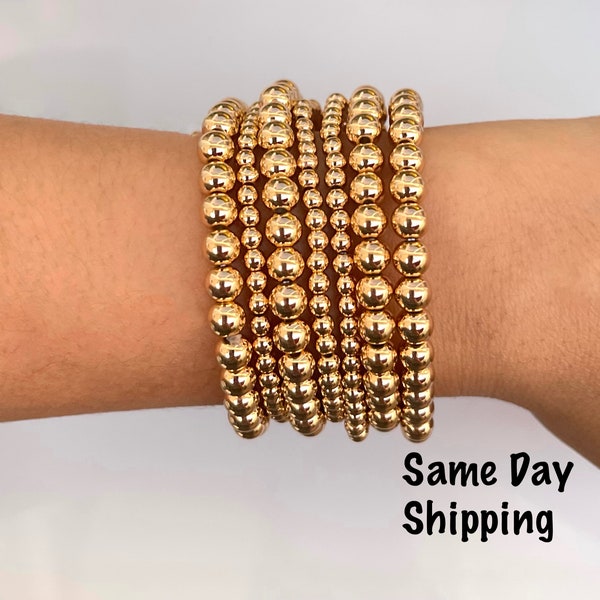 Big Sale!!! 18k Gold Dipped Beaded Bracelet Multiple Set Options, Stackable and Stretchable Bracelet