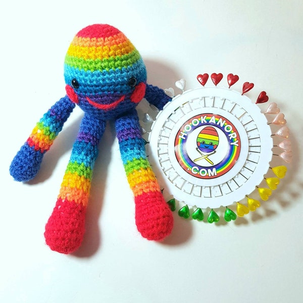 Rainbow Heart Pins Wheel (30 x 55-60mm Extra Long for Amigurumi, Crochet, Knitting sewing & Toy Making)