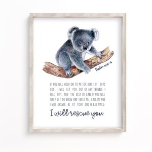 Psalm 91 Koala Druck: Schriftstelle Wandkunst (Digitaler Download)