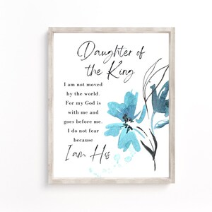 Daughter of the King Scripture Art: Floral Christian Wall Decor (Digital Download)