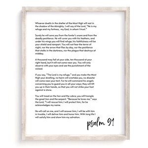 Psalm 91 Scripture Wall Art: Christian Home Decor (Digital Download)