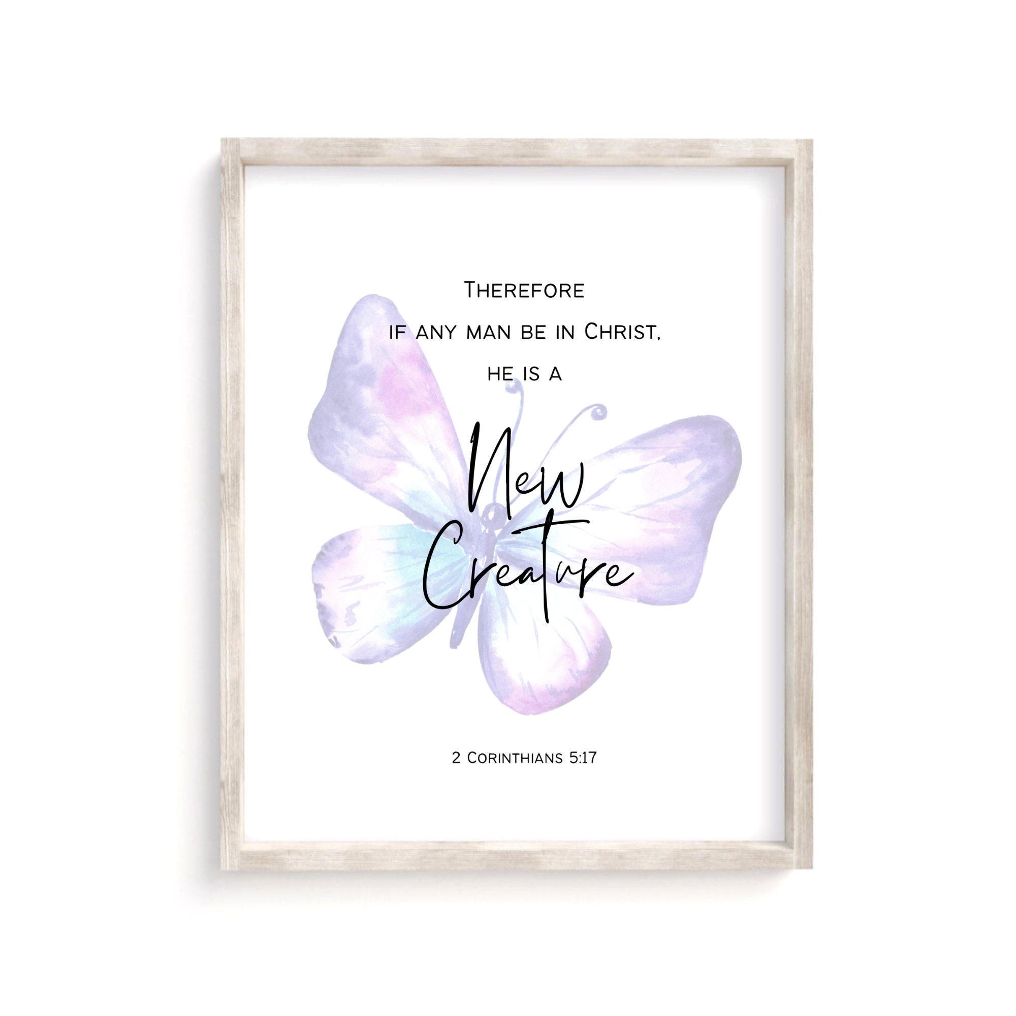 Butterfly Scripture Wall Art, 2 Corinthians 5:17 (PDF Included) - Etsy