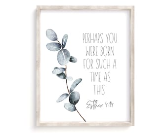 Esther 4:14 Perhaps you were born for such a time as this Bible Verse Print,Scripture Wall art Rainbow Christian Baby Nursery Wall Art
