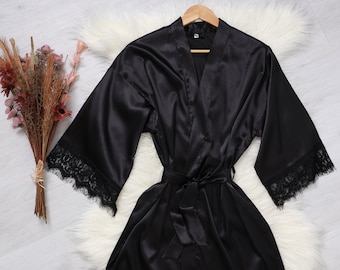 bridesmaid robe, bridal robe, satin robe, personalized bridesmaid robe, wedding robe, custom name robe, bridesmaid gift, bridal party robes