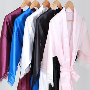 Lace Bridal Robe - Bridesmaid Robes - Bridal Robe - Bridesmaid Gifts - Satin Robe- Bridal Party Robes