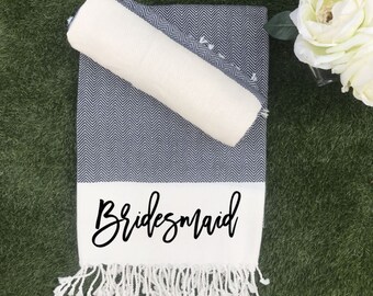 Towel Wedding - Bachelorette Beach Towel -Personalized -Bridesmaid Gift -Towel Bridal- Party Gift-Turkish Beach-Bath Towels -Bridesmaid Gift