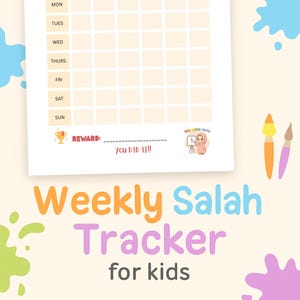 Printable Kids Salah Tracker | Fun Weekly Prayer Chart with Reward System | Islamic Activity for Children