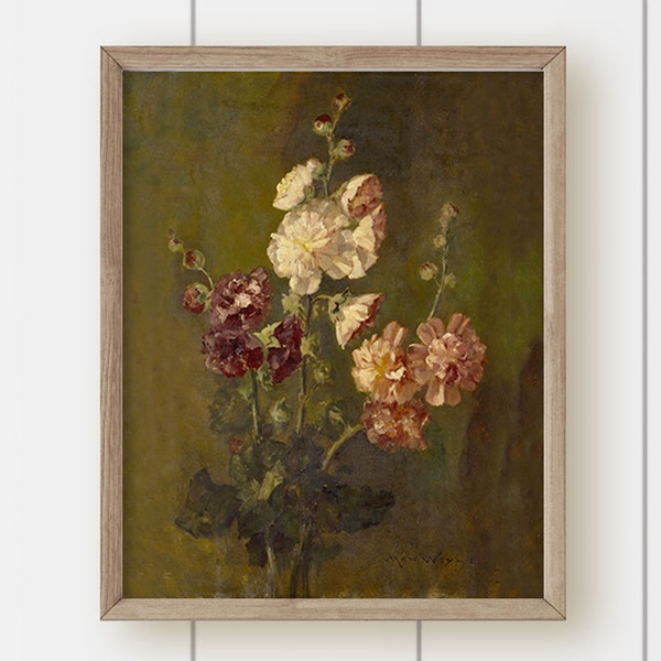 Vintage Floral Painting - Hollyhock Bundle