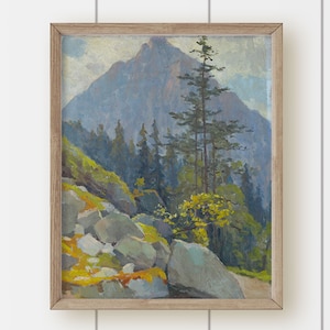 Vintage Landscape Oil Painting  Print - Rocky Path