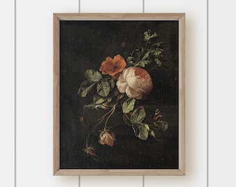 Vintage Floral Painting - Still Life with Roses