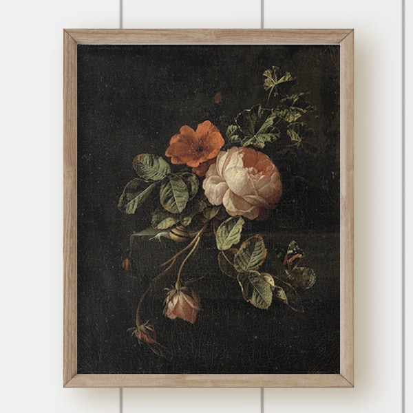 peinture florale vintage - Natures sans vie avec des roses