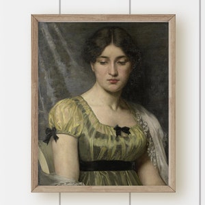 Vintage Portrait Oil Painting Print - Lady With Black Bows