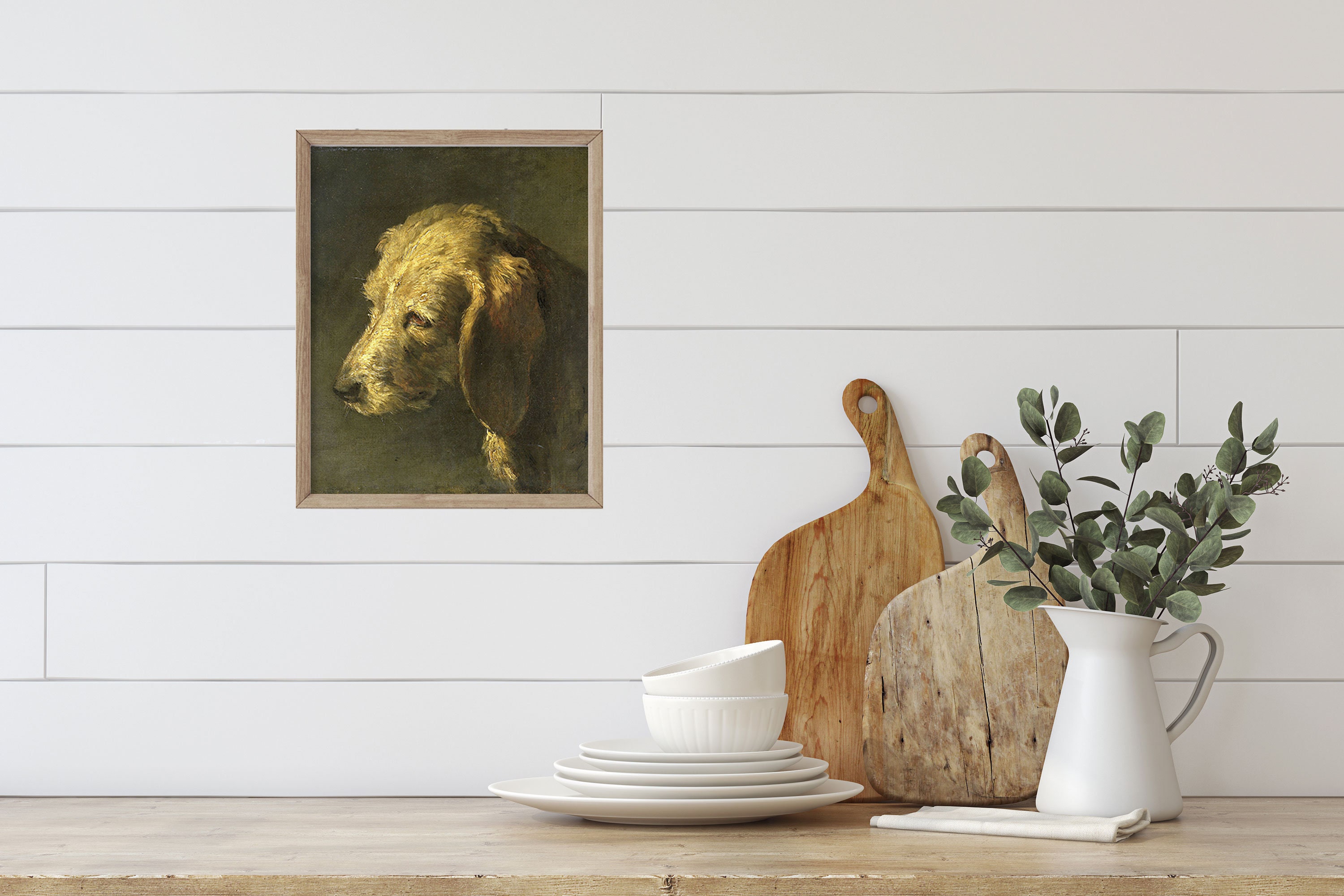 Vintage Neutral Dog Painting Portrait of a Dog - Etsy