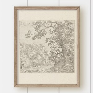 Vintage Landscape Painting - Pen and Ink Forest