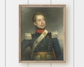 Vintage Portrait Oil Painting Print - Gentleman Officer